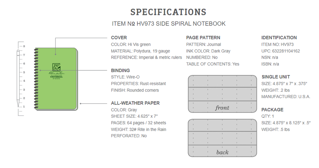 SPIRAL NOTEBOOK - UNIVERSAL - HI-VIZ GREEN