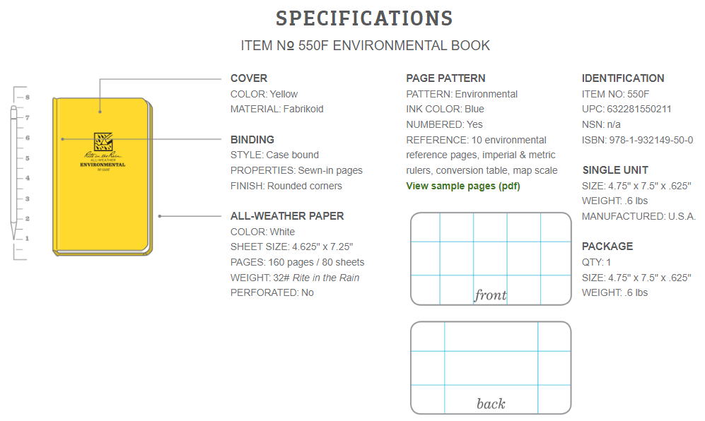 N°550F Environmental Hard Cover