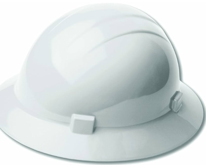 Americana, Ratchet Full Brim White Hard Hat, Class I